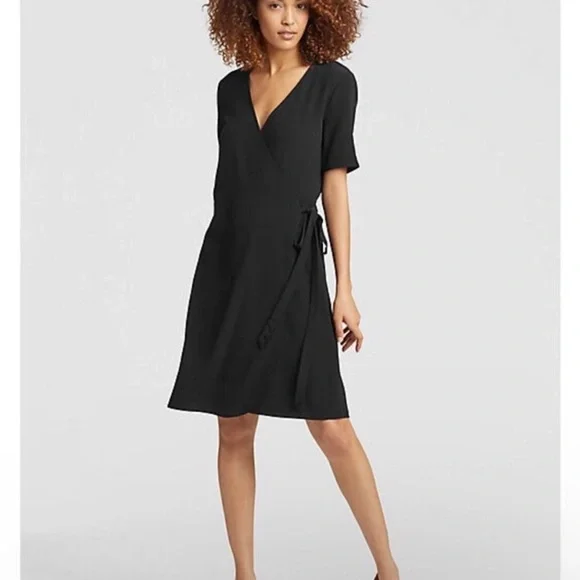 Eileen Fisher Womens Tencel Wrap Career Dress Size 14 Knee Length EUC - Picture 3 of 12